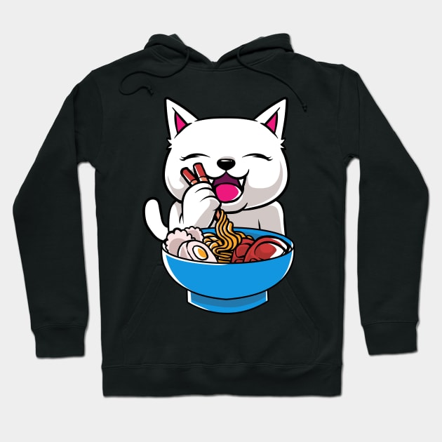 Kawaii Cat Ramen Bowl Funny Anime Noodles Kitty Hoodie by theperfectpresents